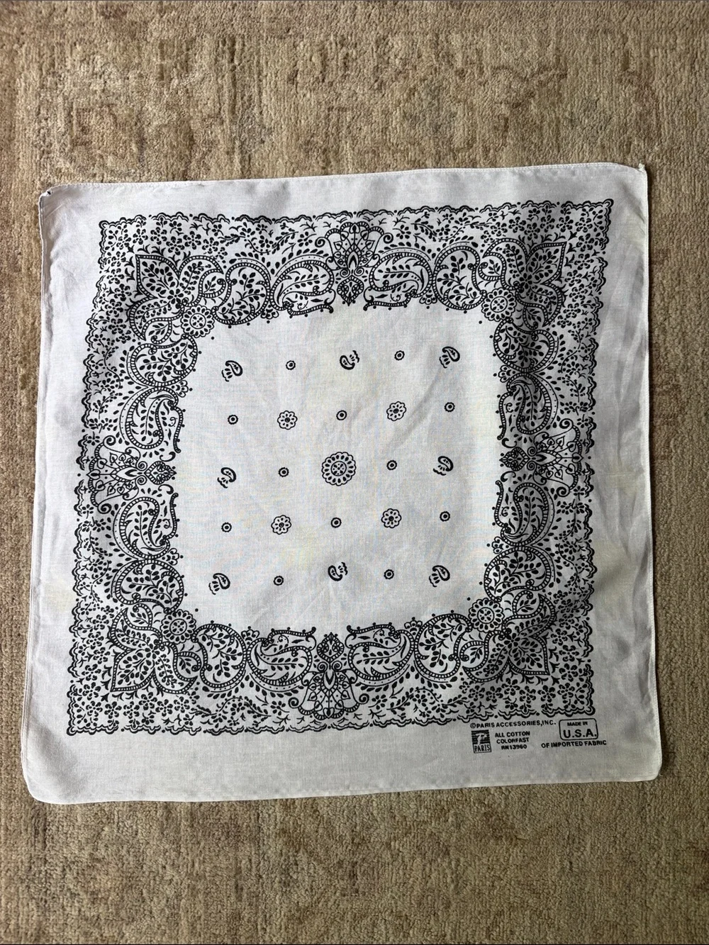 Vintage Paris Accessories White Paisley Bandana Scarf 20